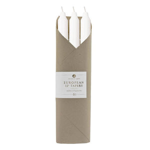 Taper Candles 12" - Set of 6 - Pure White