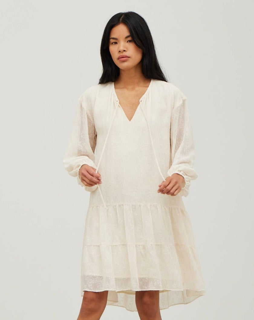Sofia Texture Chiffon Mini Dress - Ivory