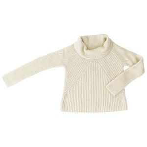 Ribbed Cowl Neck Alpaca Sweater - Ecru